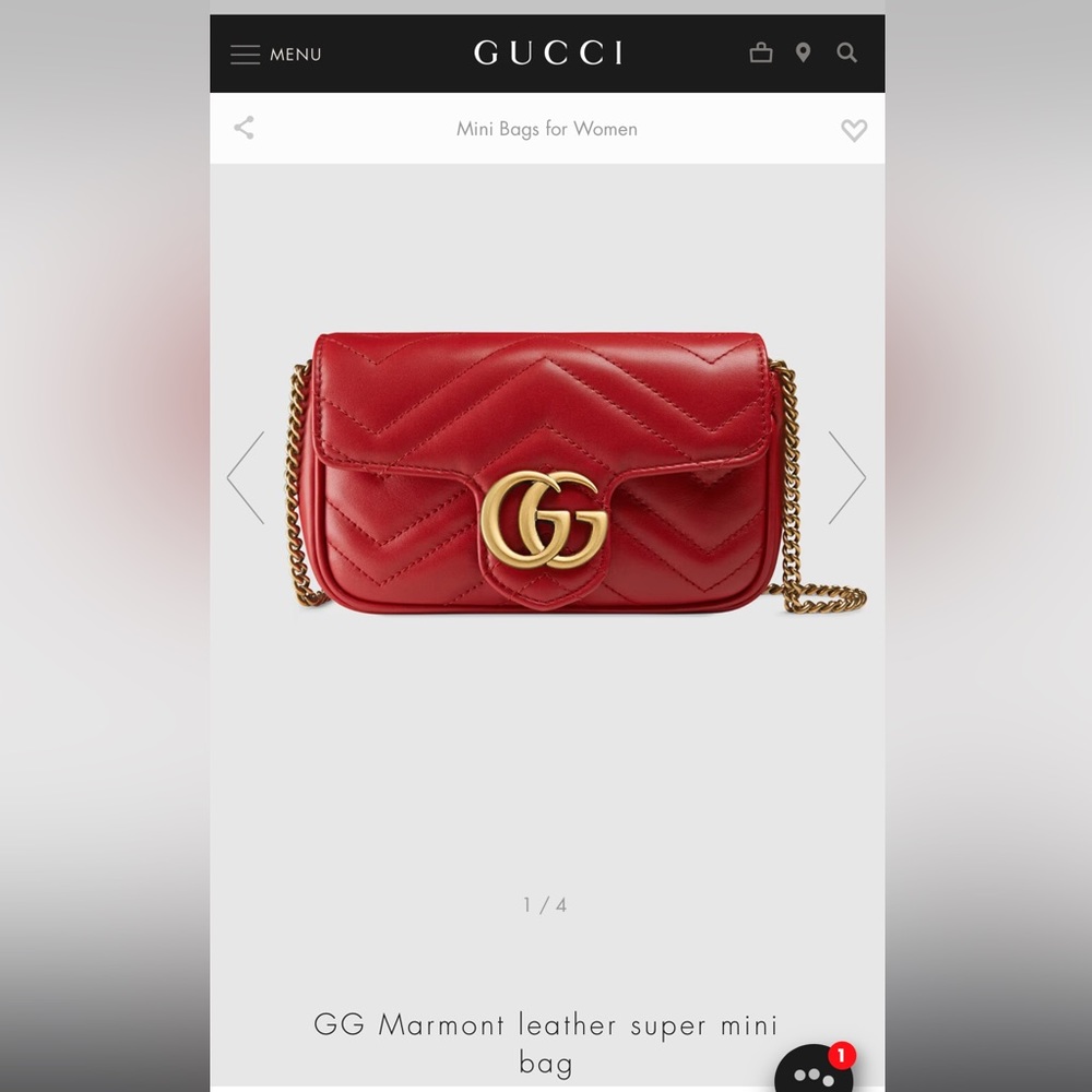 Gucci Marmont Leather Super Mini - hibiscus red